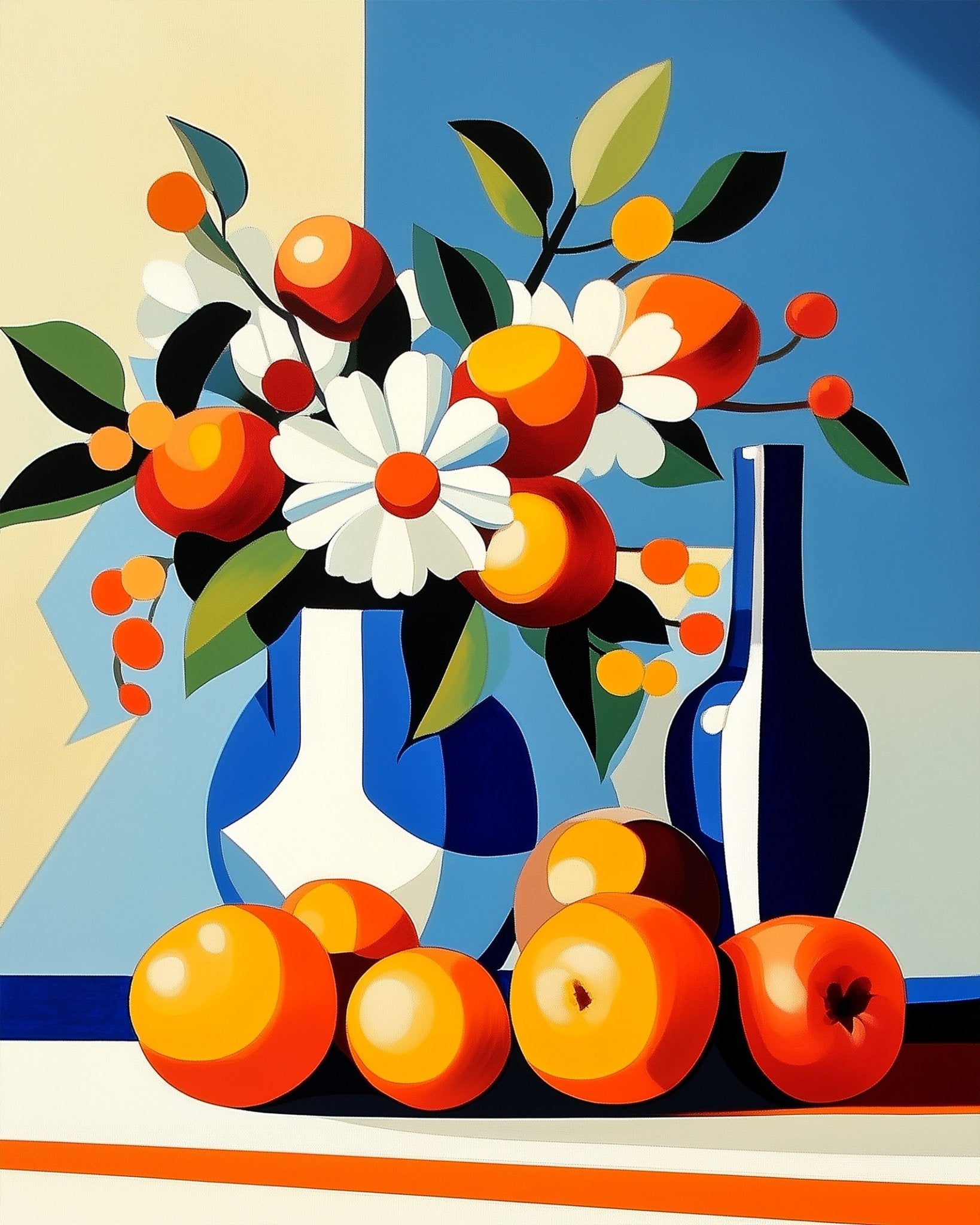 Vibrant Fruit and Floral Arrangement - Still Life - BestPaintByNumbers - Paint by Numbers Custom Kit