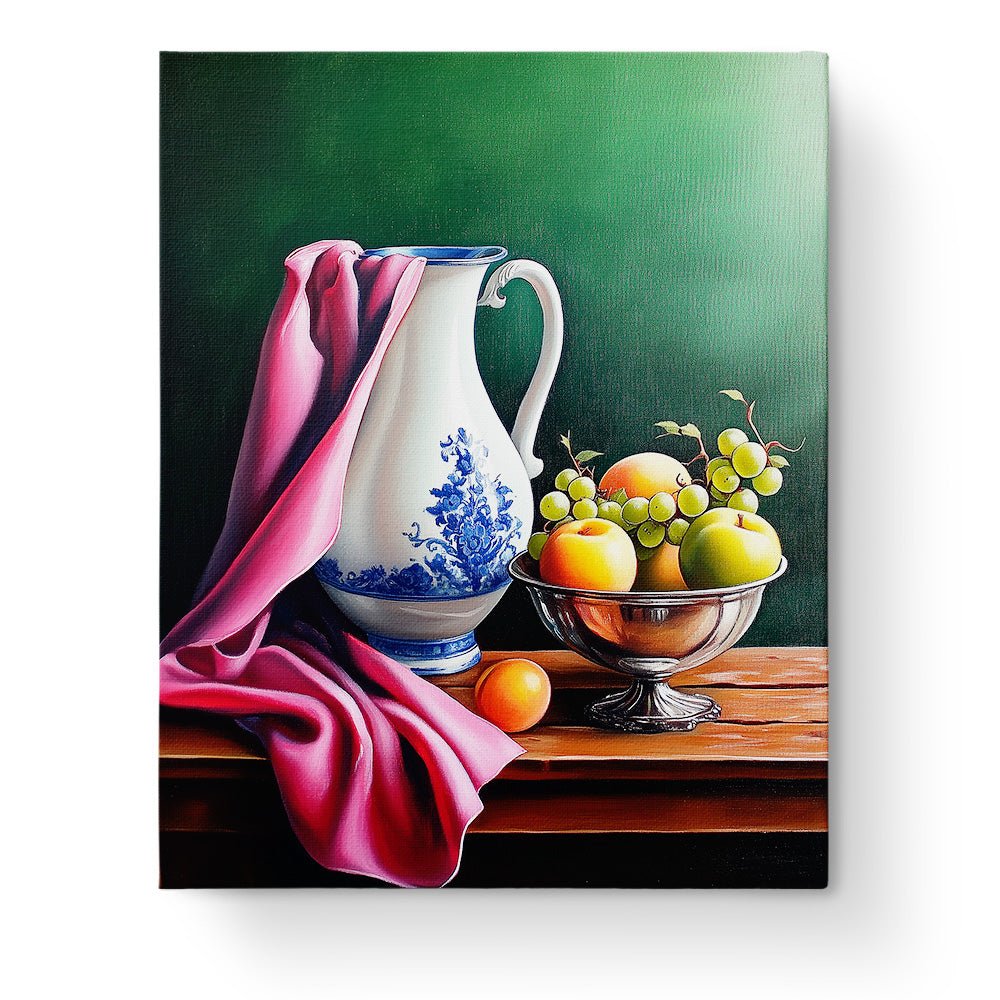 Vibrant Fruit and Vase - Still Life - BestPaintByNumbers - Paint by Numbers Custom Kit