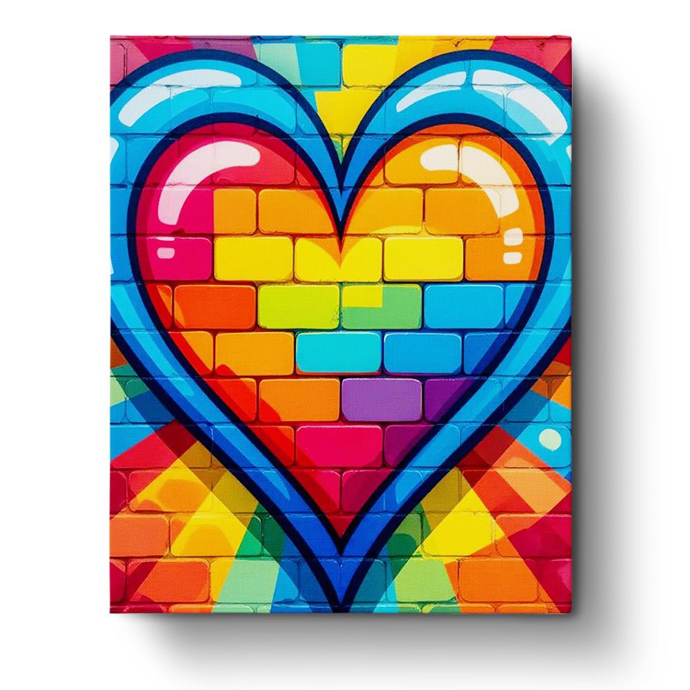 Vibrant Heart Mural - Romance - BestPaintByNumbers - Paint by Numbers Custom Kit