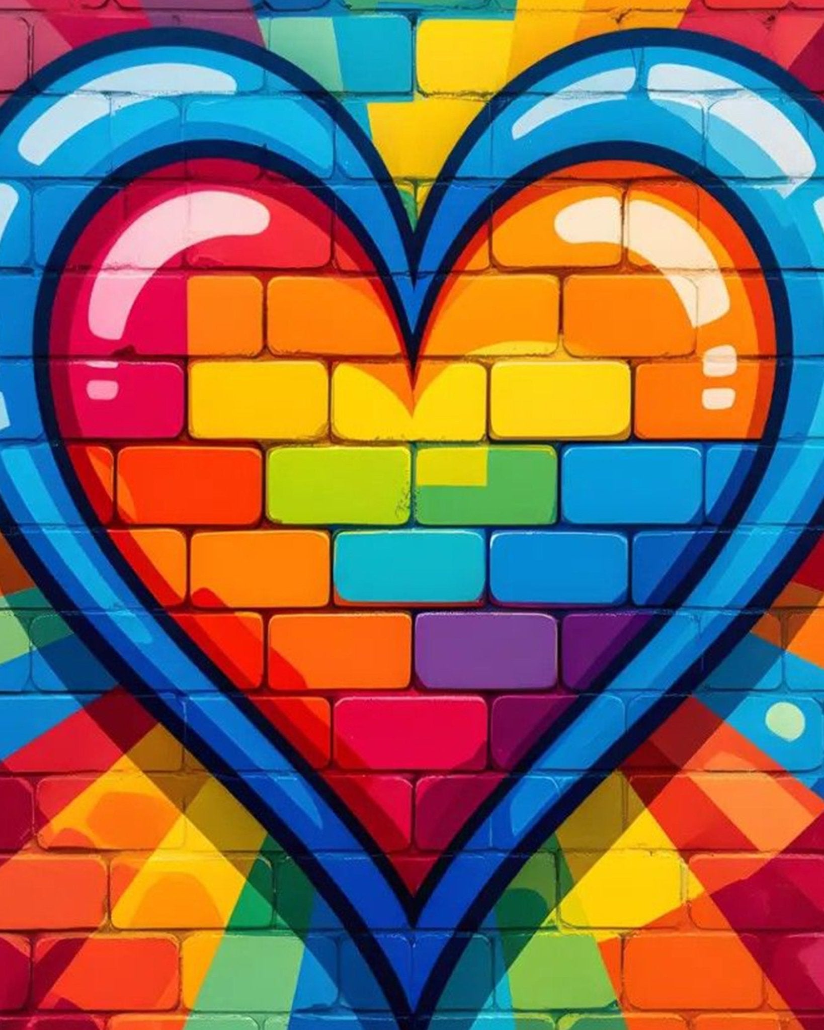 Vibrant Heart Mural - Romance - BestPaintByNumbers - Paint by Numbers Custom Kit