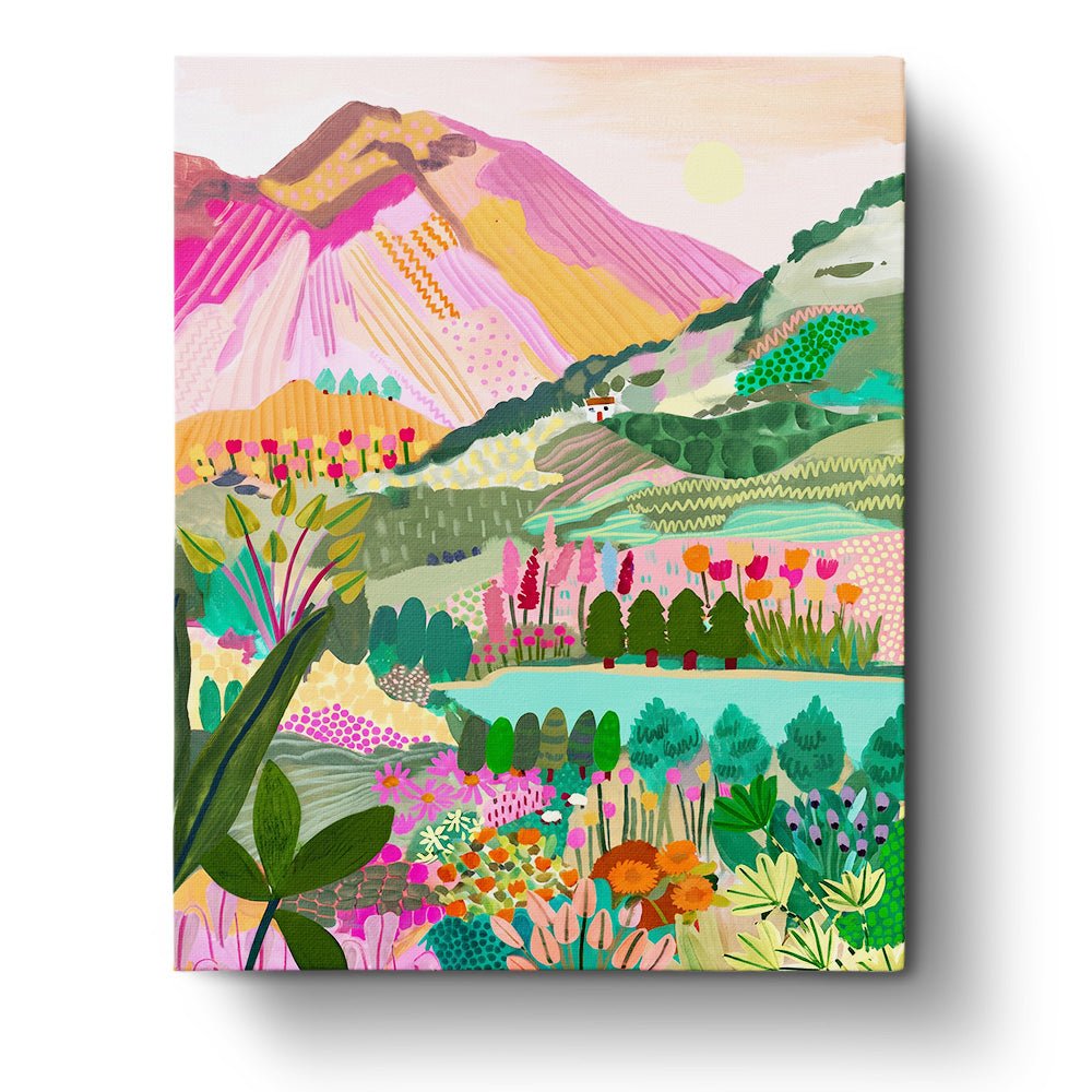 Vibrant Hillside Blooms - Landscape - BestPaintByNumbers - Paint by Numbers Custom Kit