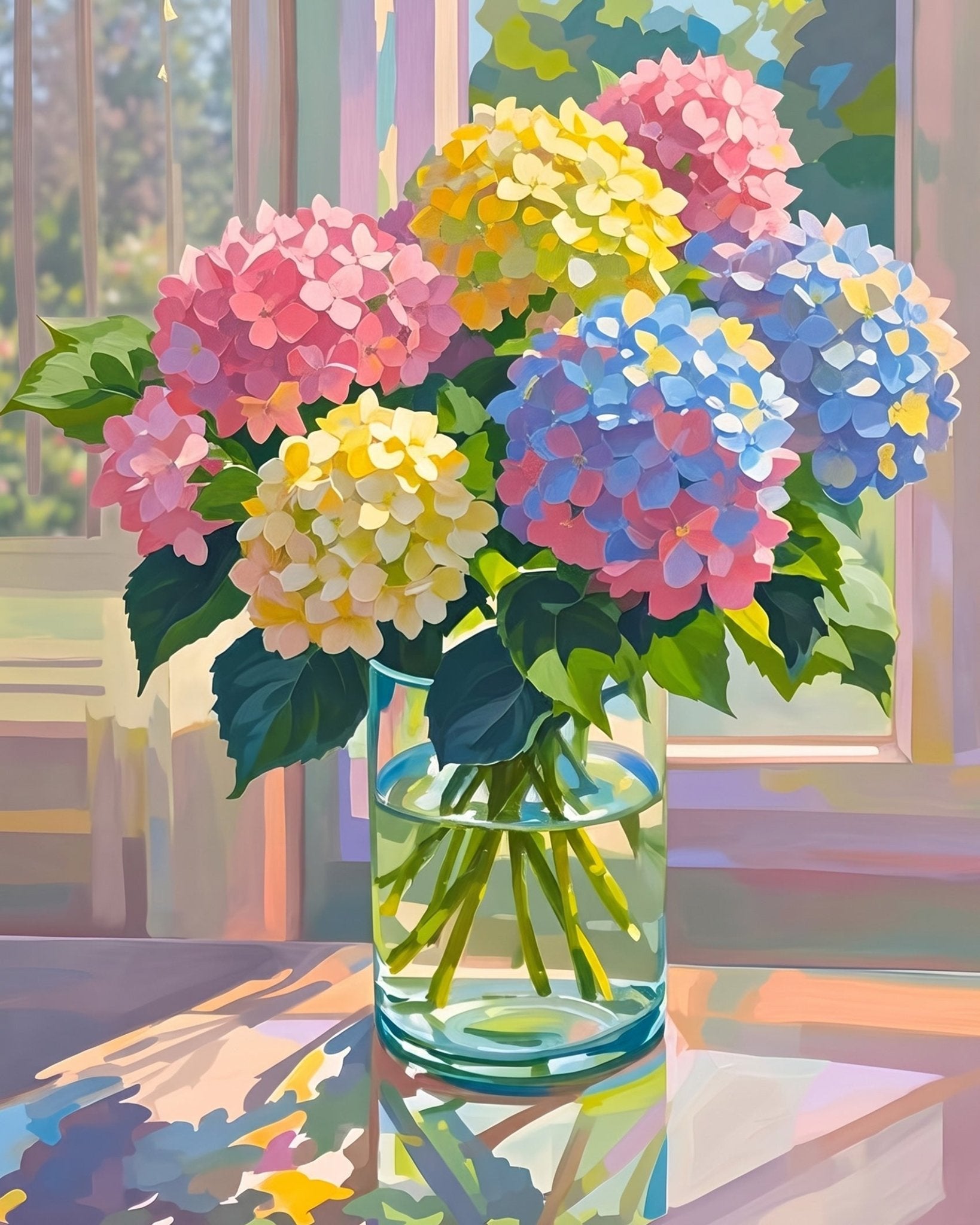 Vibrant Hydrangea Bouquet - Flowers - BestPaintByNumbers - Paint by Numbers Custom Kit