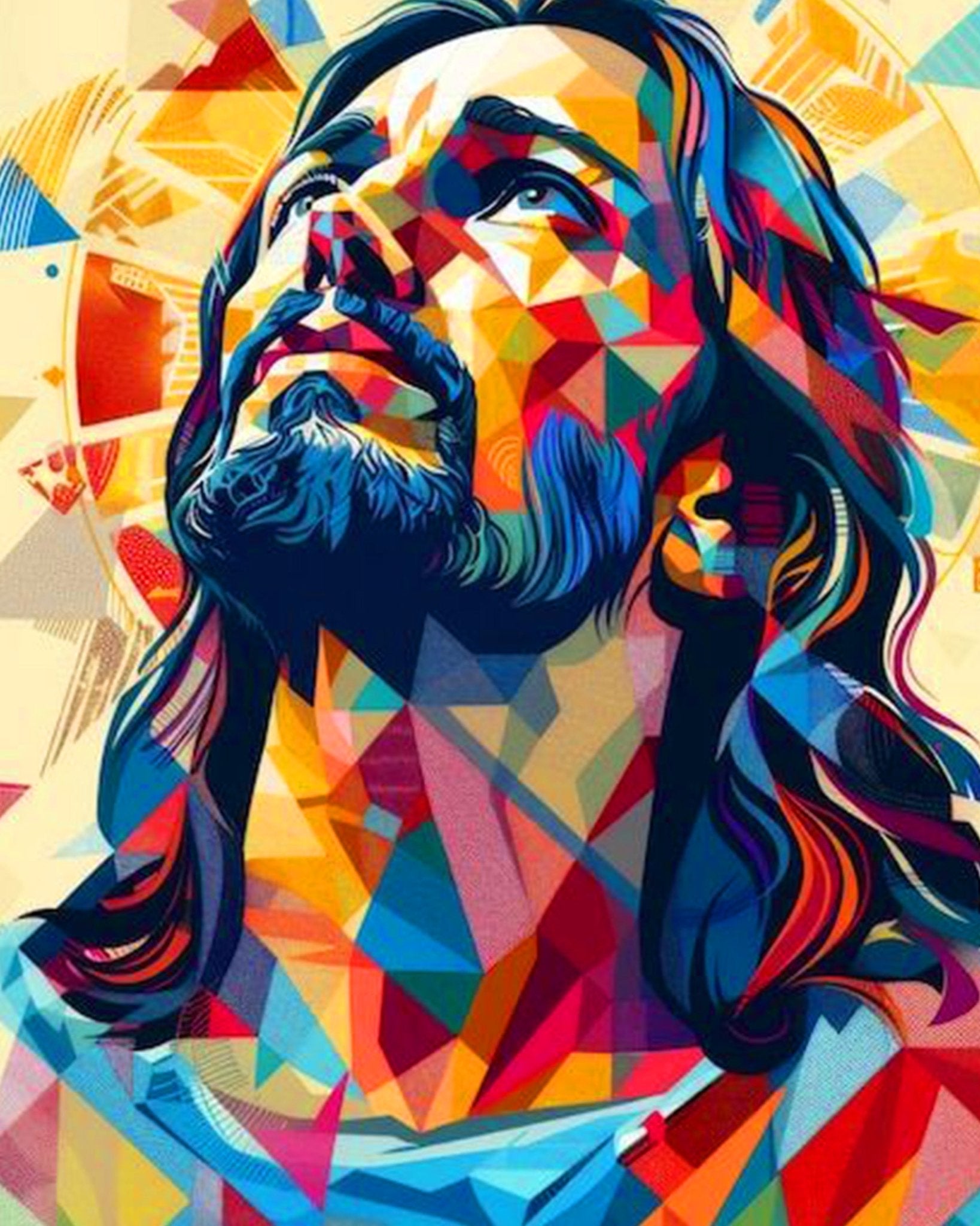 Vibrant Jesus Portrait - Religion - BestPaintByNumbers - Paint by Numbers Custom Kit