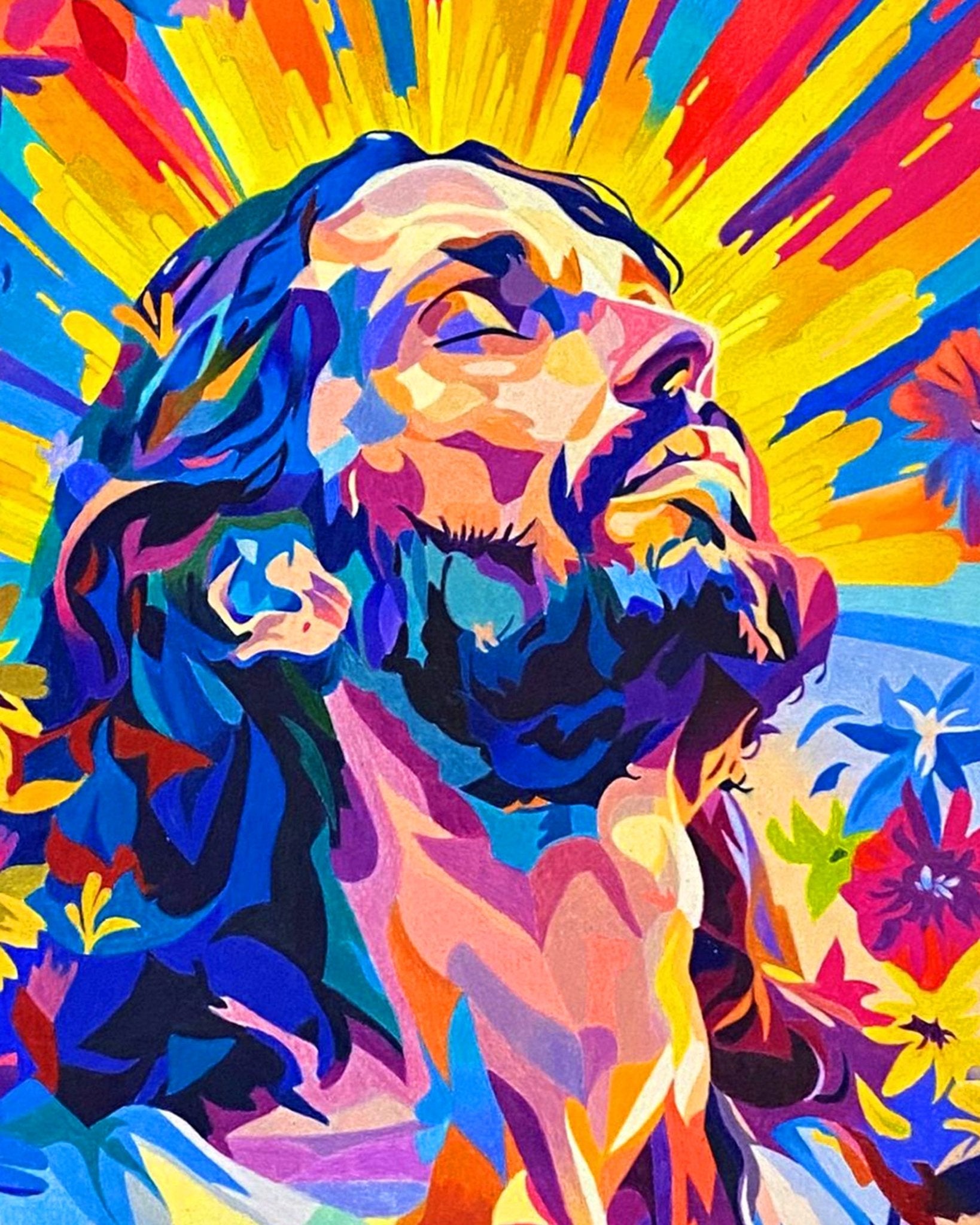 Vibrant Jesus Portrait - Religion - BestPaintByNumbers - Paint by Numbers Custom Kit