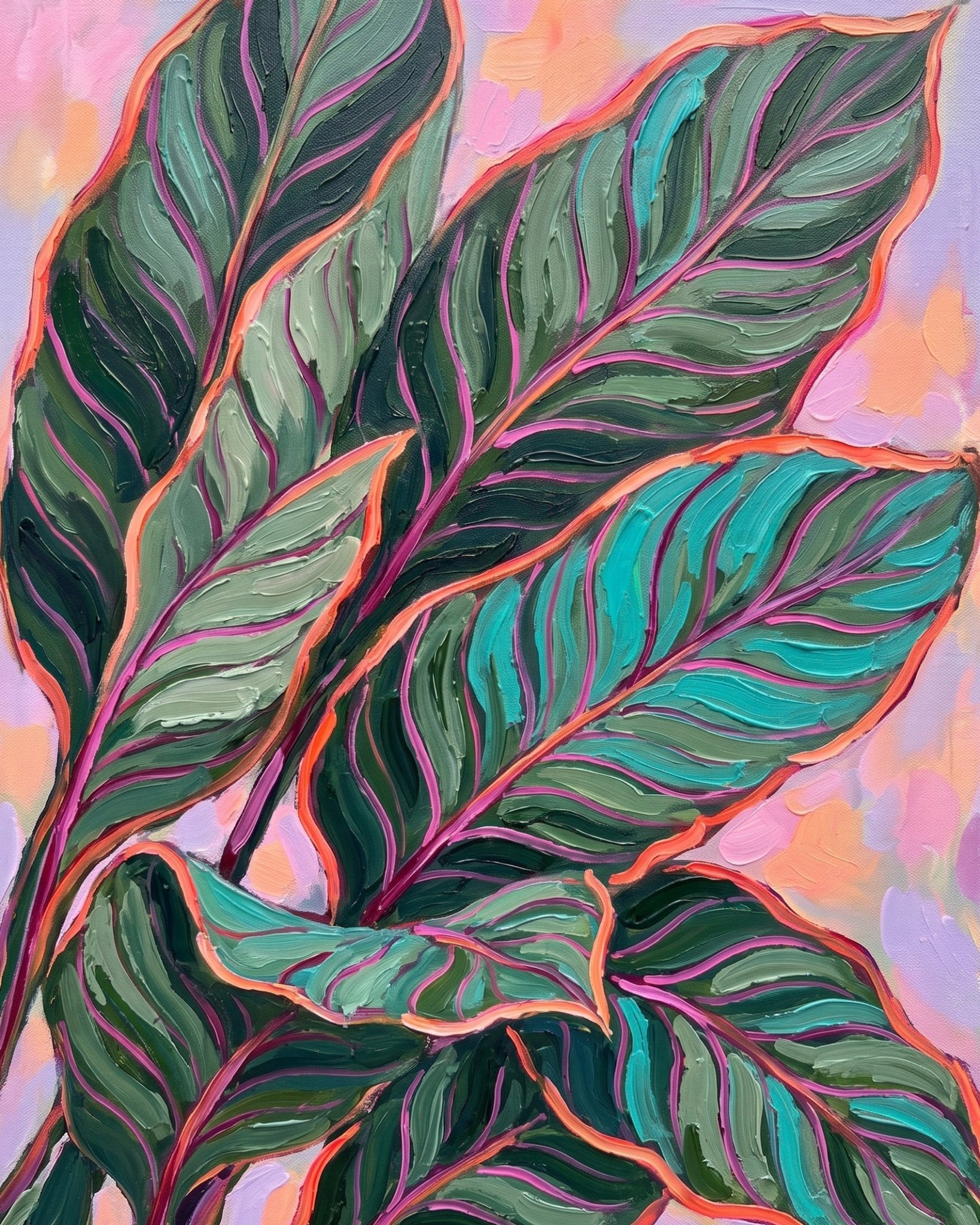 Vibrant Leaf Detail - Flowers - BestPaintByNumbers - Paint by Numbers Custom Kit