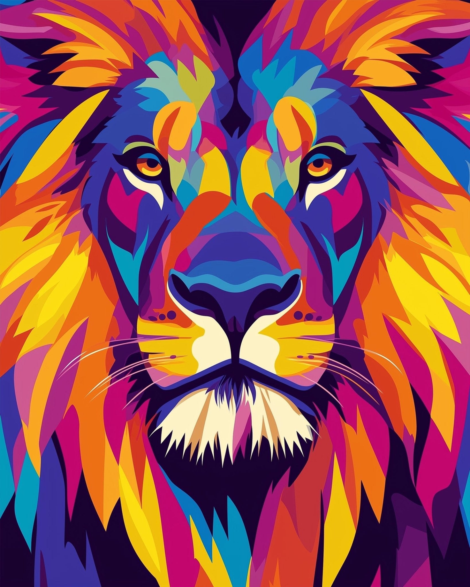 Vibrant Lion Majesty - abstract - animals - BestPaintByNumbers - Paint by Numbers Custom Kit