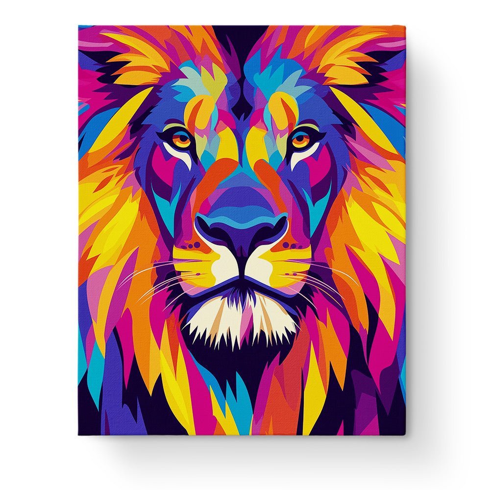 Vibrant Lion Majesty - abstract - animals - BestPaintByNumbers - Paint by Numbers Custom Kit