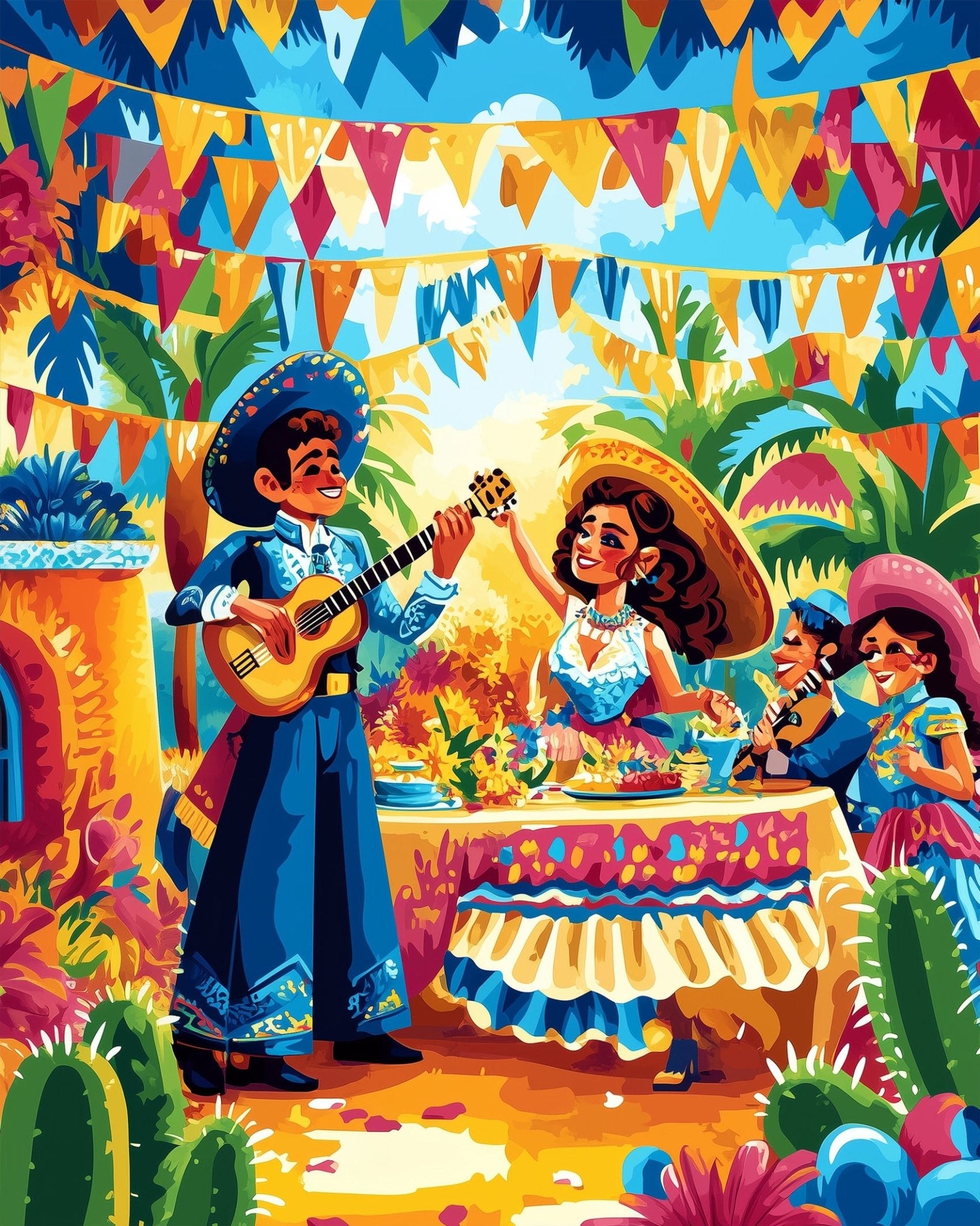 Vibrant Mexican Fiesta - Festival of the world - BestPaintByNumbers - Paint by Numbers Custom Kit