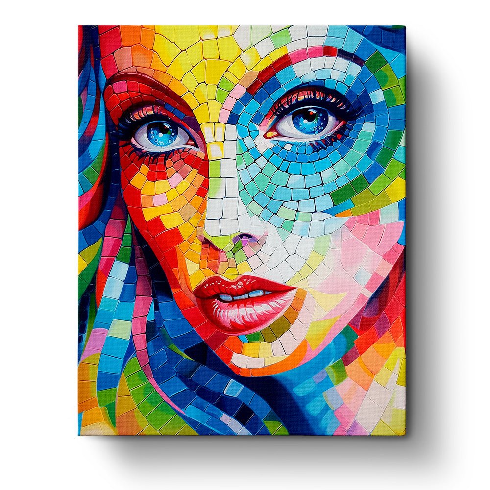 Vibrant Mosaic Portrait - Bohemian Vibes - BestPaintByNumbers - Paint by Numbers Custom Kit