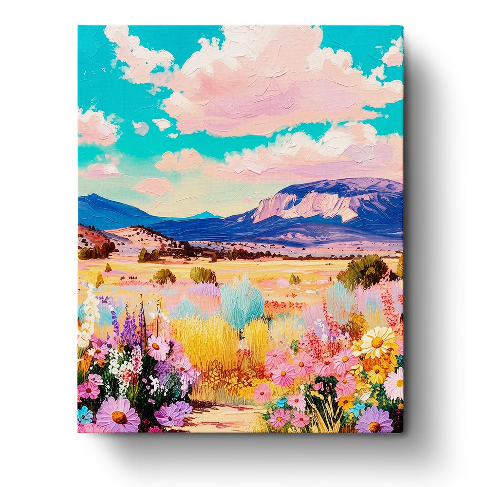 Vibrant Mountain Flowers - Landscape - BestPaintByNumbers - Paint by Numbers Custom Kit