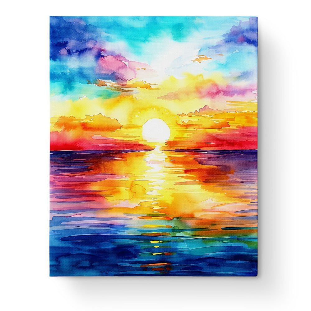 Vibrant Ocean Sunset - Sea Landscape - BestPaintByNumbers - Paint by Numbers Custom Kit