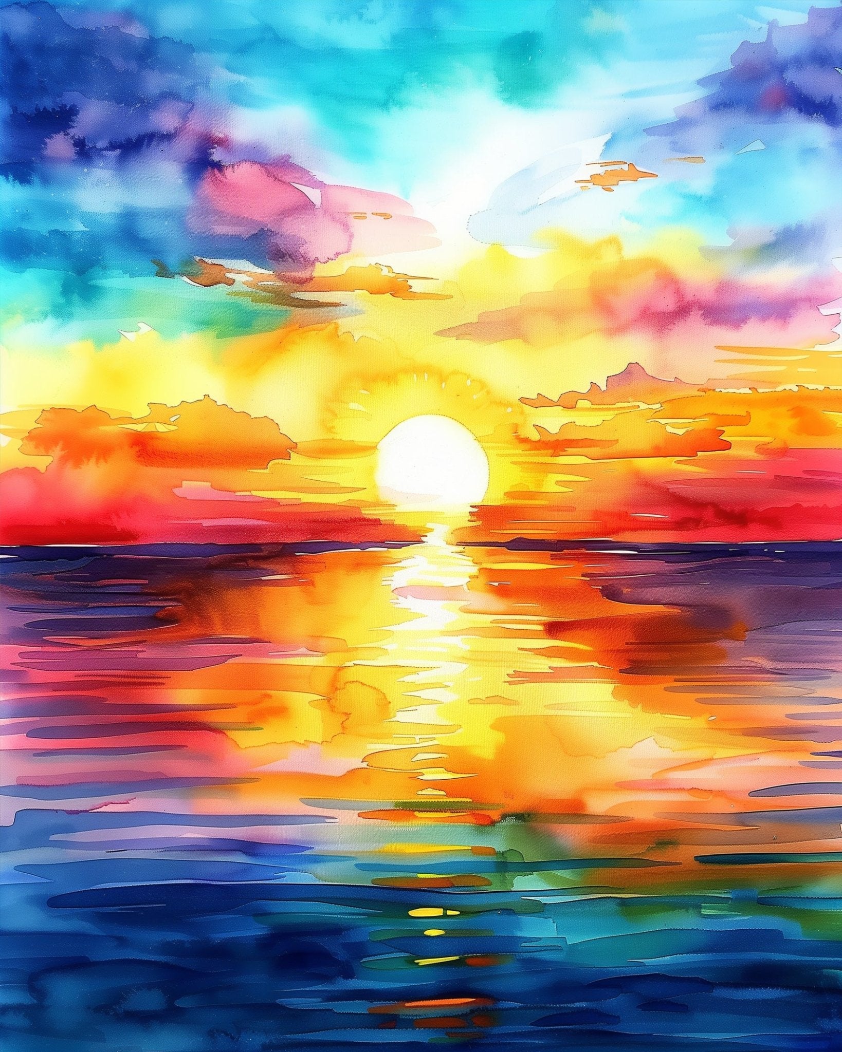 Vibrant Ocean Sunset - Sea Landscape - BestPaintByNumbers - Paint by Numbers Custom Kit