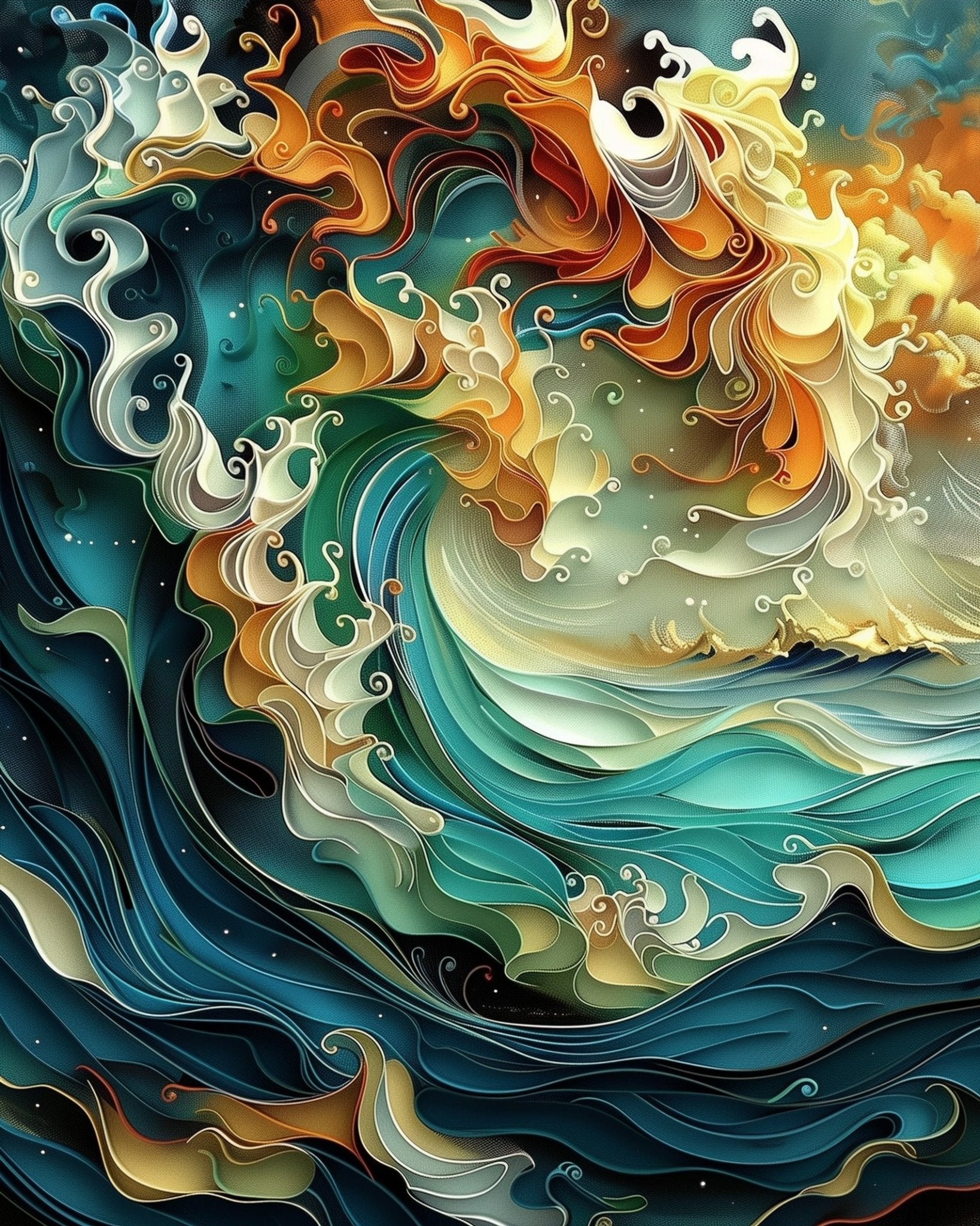 Vibrant Ocean Wave - Sea Landscape - BestPaintByNumbers - Paint by Numbers Custom Kit