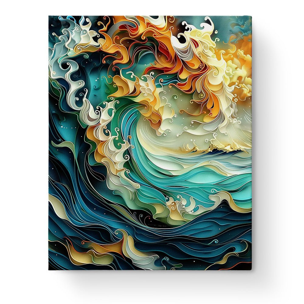 Vibrant Ocean Wave - Sea Landscape - BestPaintByNumbers - Paint by Numbers Custom Kit