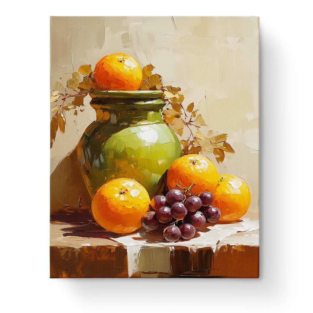 Vibrant Oranges and Grapes - Still Life - BestPaintByNumbers - Paint by Numbers Custom Kit