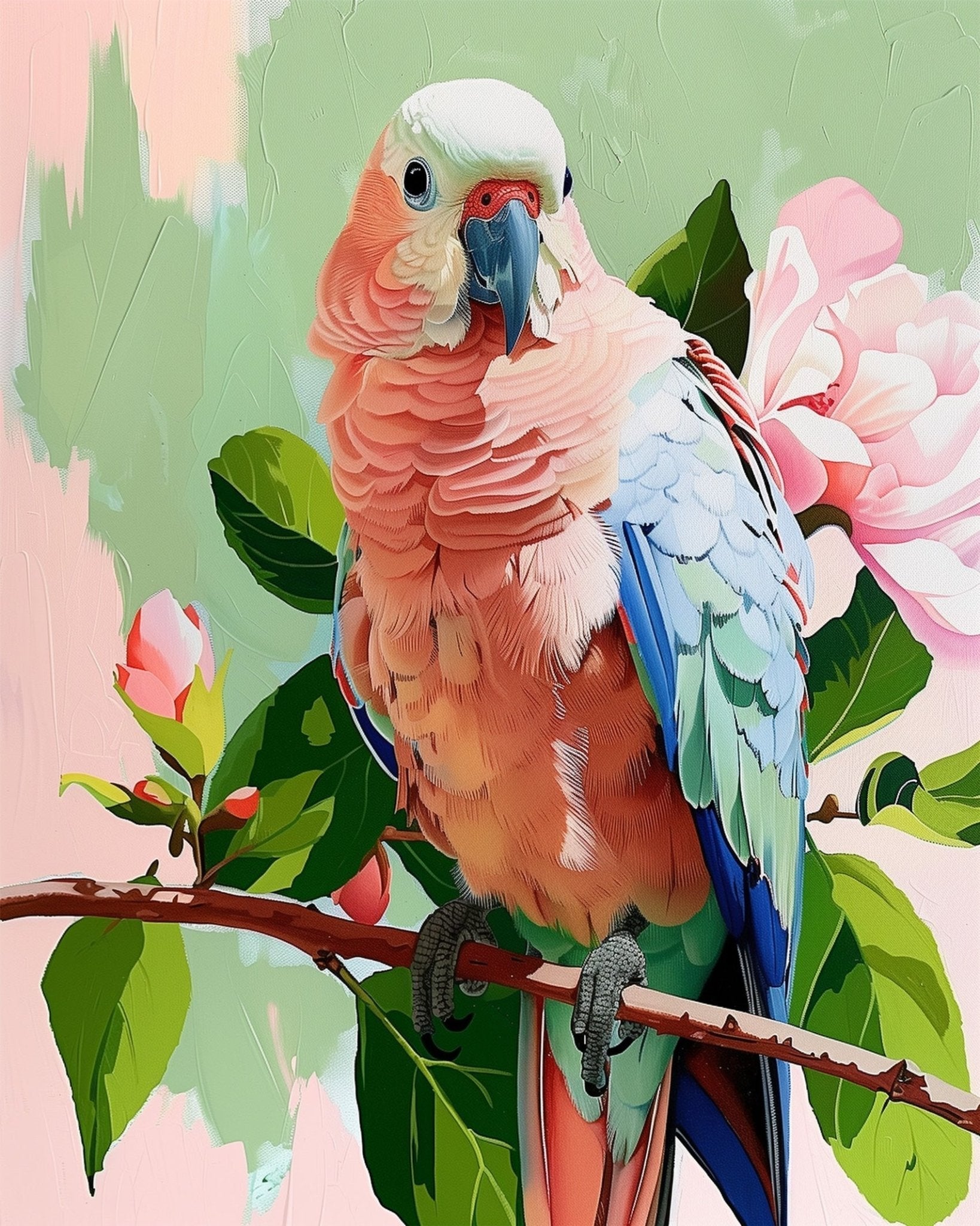 Vibrant Parrot Perch - Abstract Animals - BestPaintByNumbers - Paint by Numbers Custom Kit