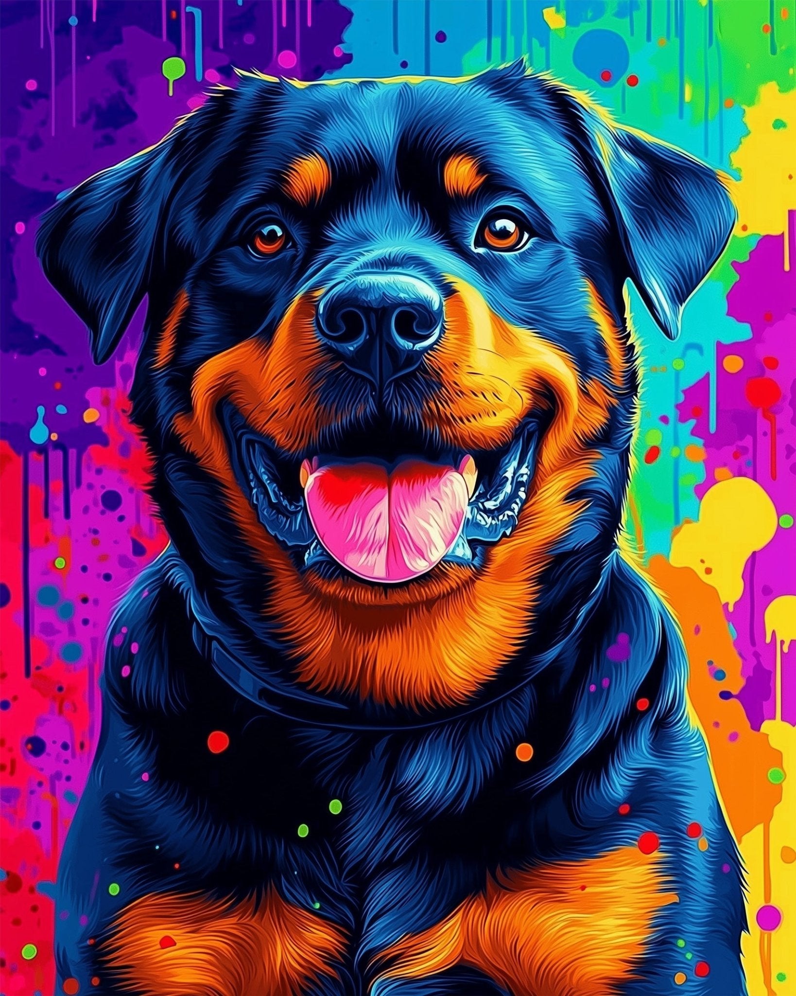 Vibrant Rottweiler Portrait - Dogs - BestPaintByNumbers - Paint by Numbers Custom Kit