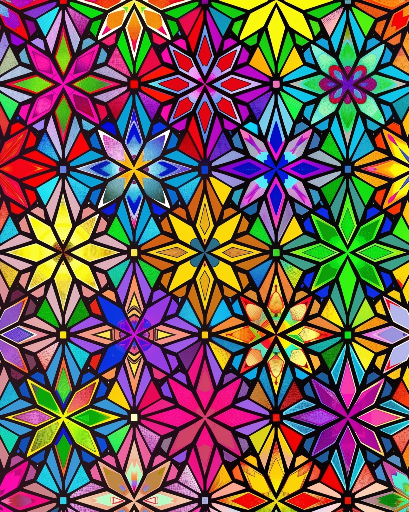 Vibrant Starburst Pattern - Mandalas - BestPaintByNumbers - Paint by Numbers Custom Kit