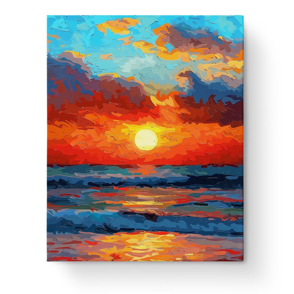 Vibrant Sunset Reflections - Sea Landscape - BestPaintByNumbers - Paint by Numbers Custom Kit