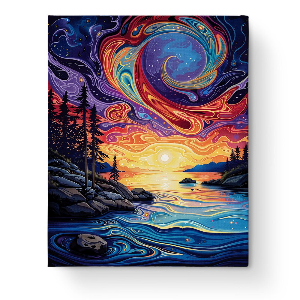 Vibrant Sunset Swirl - Sea Landscape - BestPaintByNumbers - Paint by Numbers Custom Kit