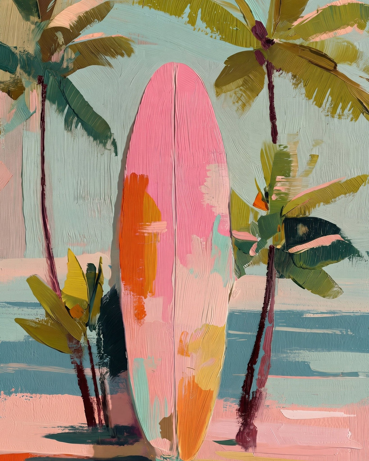 Vibrant Tropical Surf Scene - Places - BestPaintByNumbers - Paint by Numbers Custom Kit