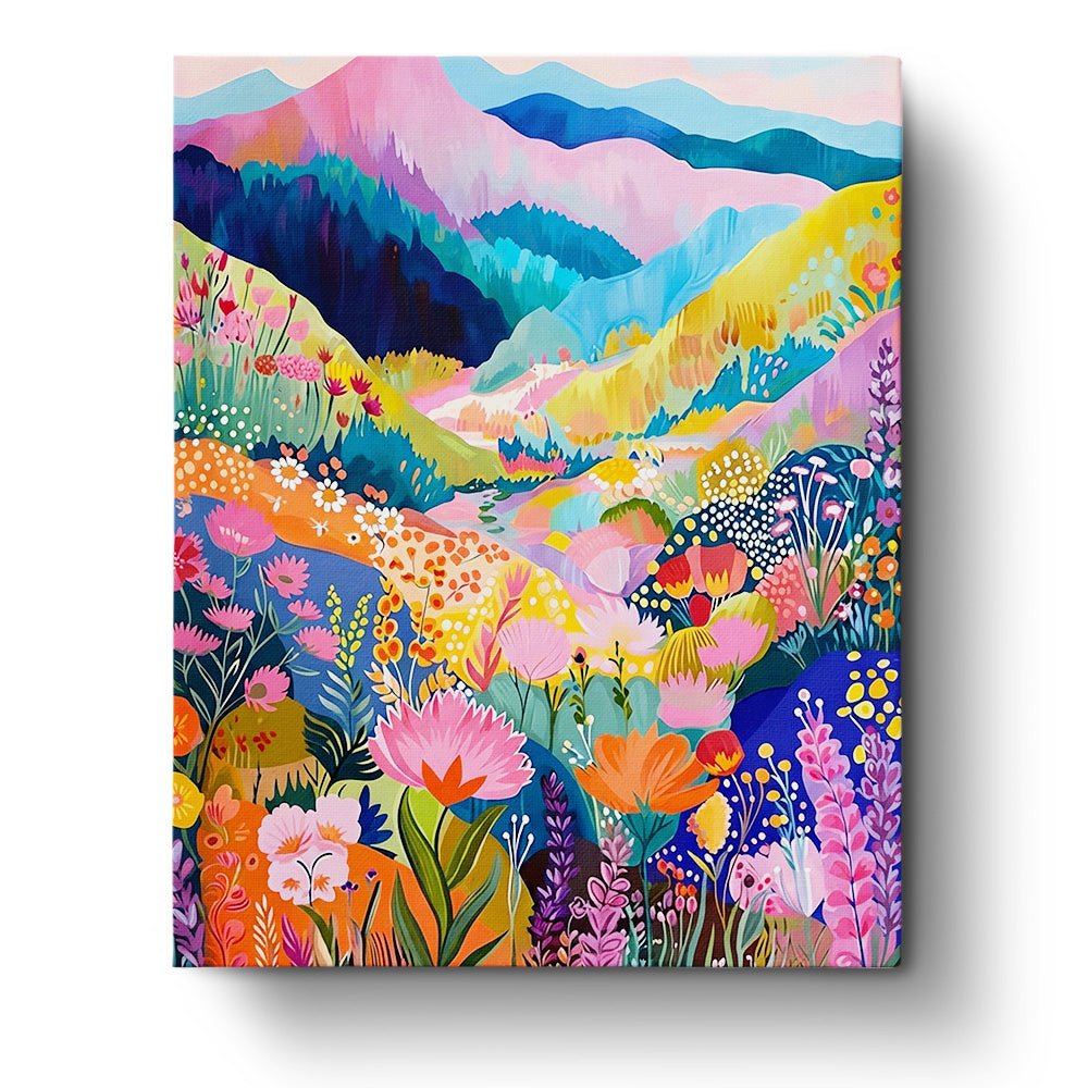 Vibrant Valley and Flowers - Landscape - BestPaintByNumbers - Paint by Numbers Custom Kit