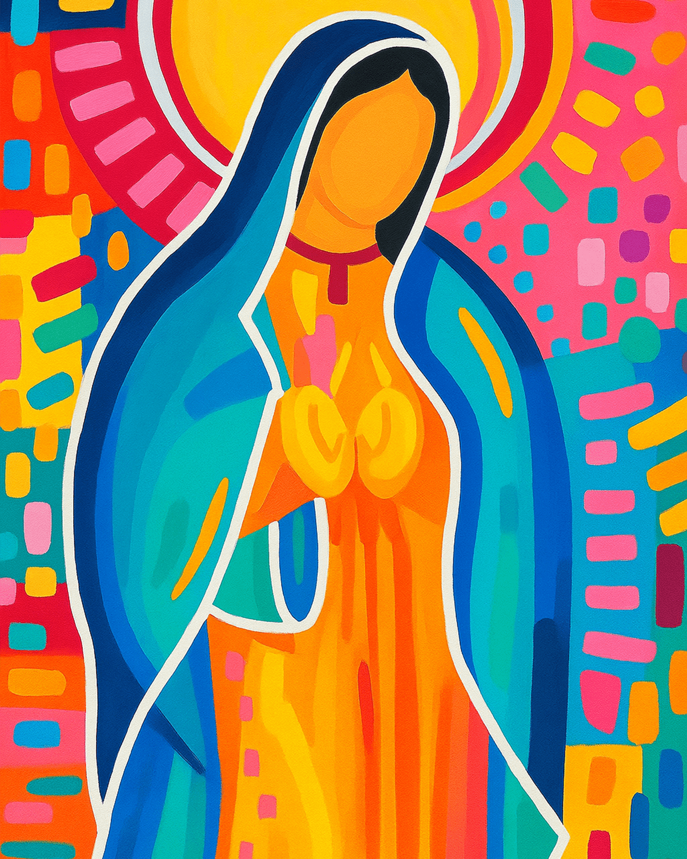 Vibrant Virgin Mary Art - Mexico - BestPaintByNumbers - Paint by Numbers Custom Kit