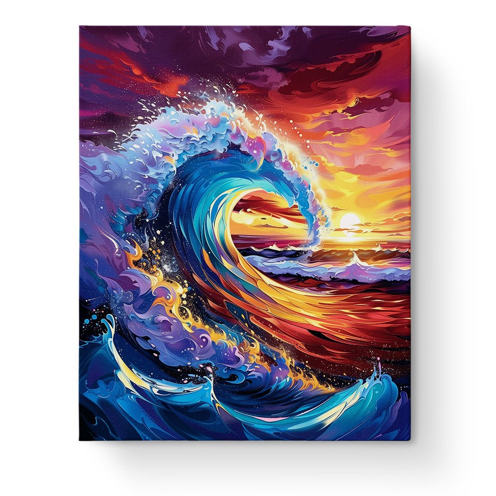 Vibrant Wave Sunset - Sea Landscape - BestPaintByNumbers - Paint by Numbers Custom Kit