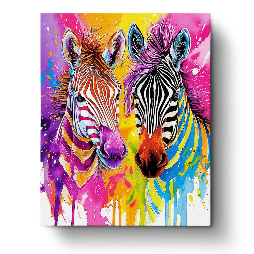 Vibrant Zebra Duo - Abstract Animals - BestPaintByNumbers - Paint by Numbers Custom Kit