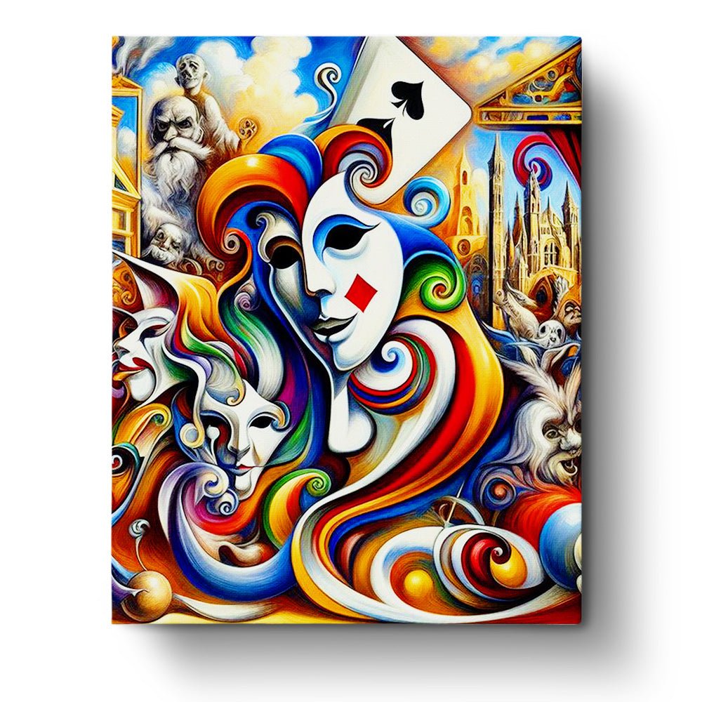 Vivid Dreamscape Masks - Surrealism - BestPaintByNumbers - Paint by Numbers Custom Kit