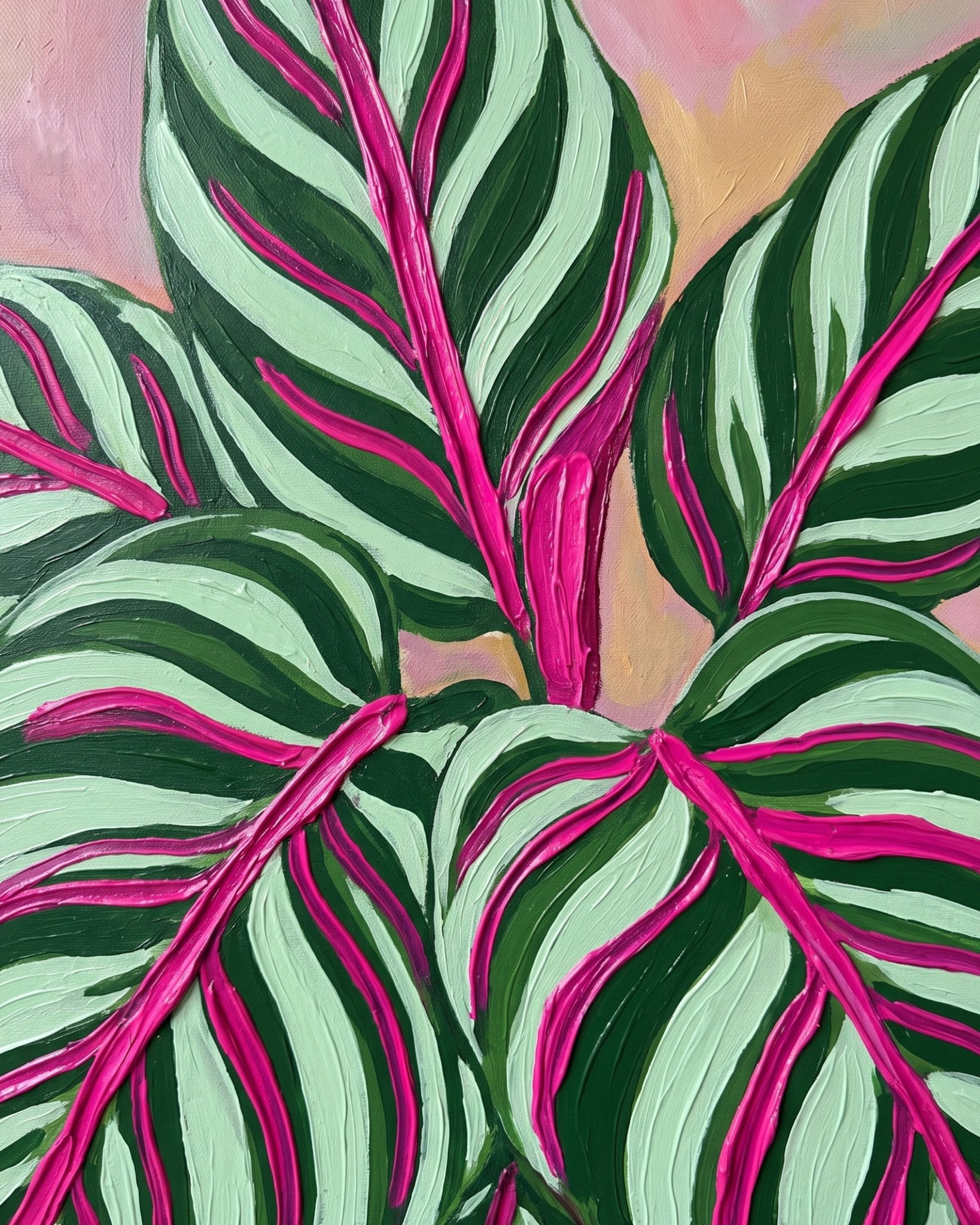 Vivid Tropical Leaves - Flowers - BestPaintByNumbers - Paint by Numbers Custom Kit