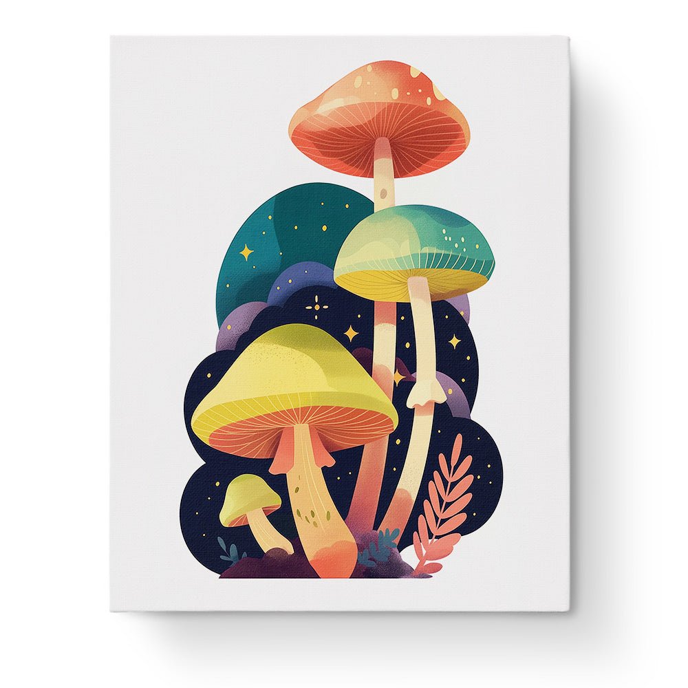 Whimsical Forest Mushrooms - Minimalistic - BestPaintByNumbers - Paint by Numbers Custom Kit