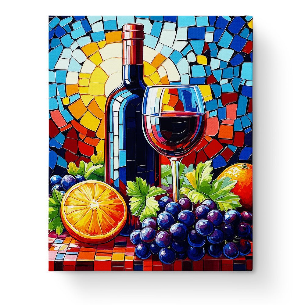 Wine and Citrus Mosaic - Still Life - BestPaintByNumbers - Paint by Numbers Custom Kit