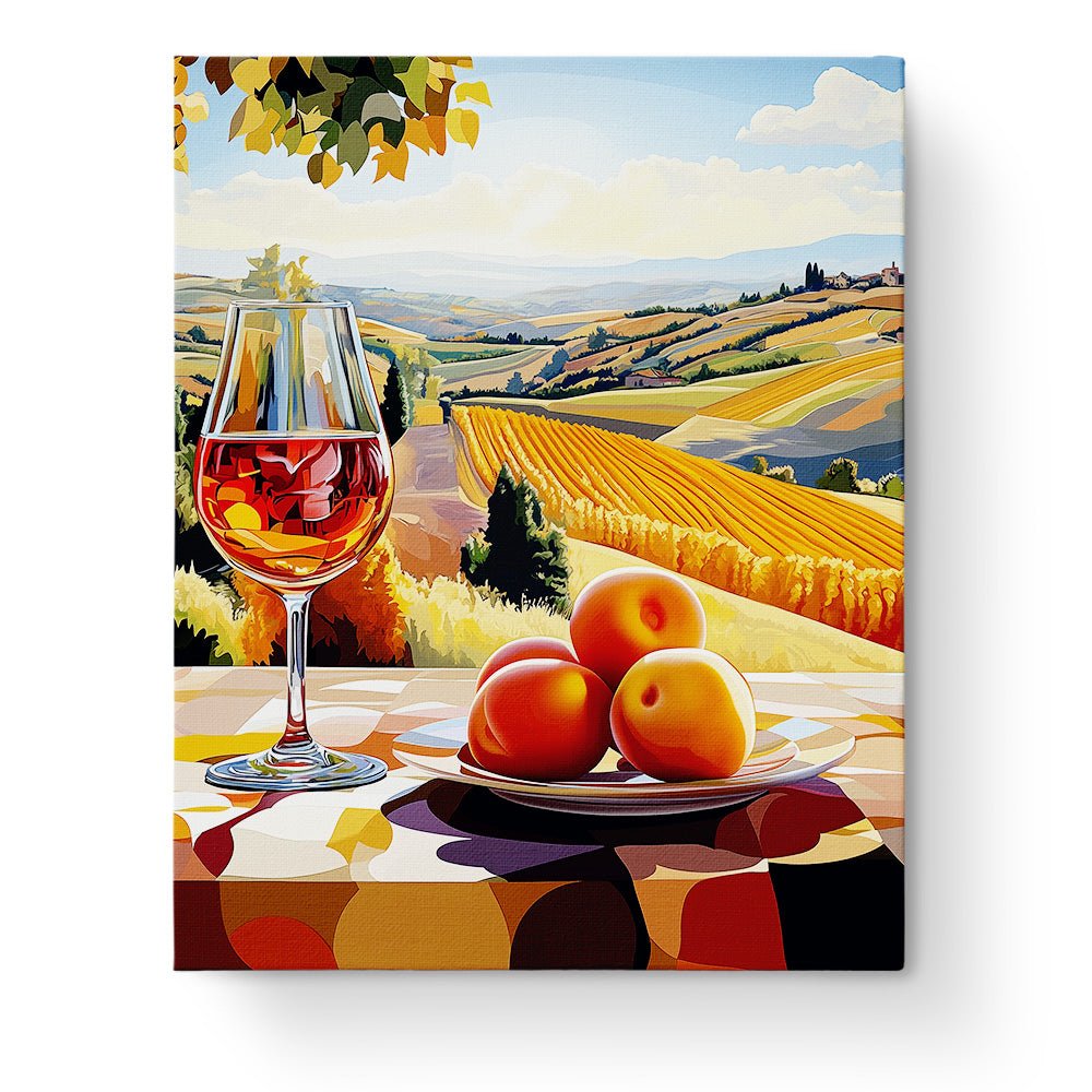 Wine and Fruit Vista - Still Life - BestPaintByNumbers - Paint by Numbers Custom Kit