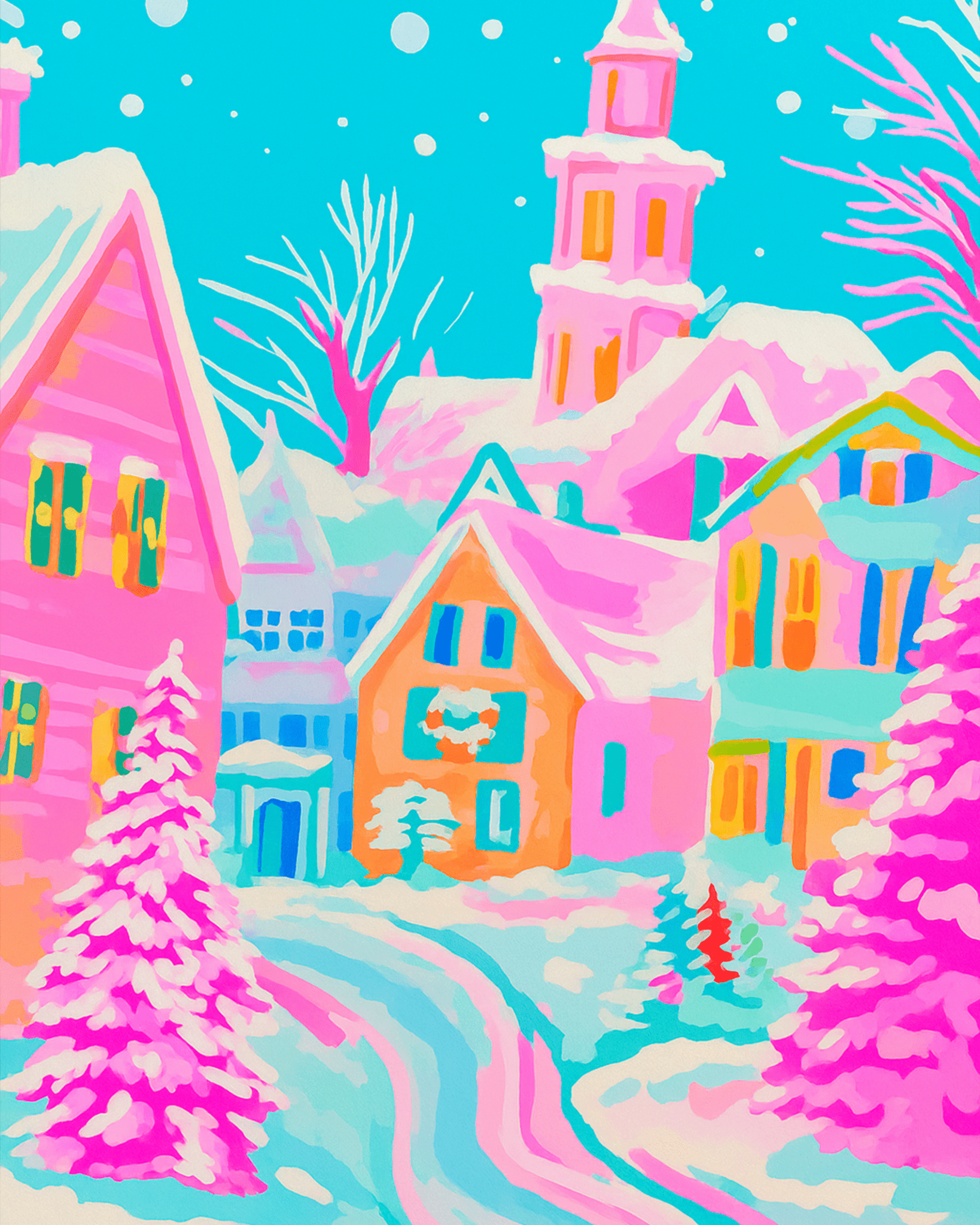 Winter Wonderland Village - Christmas - BestPaintByNumbers - Paint by Numbers Custom Kit