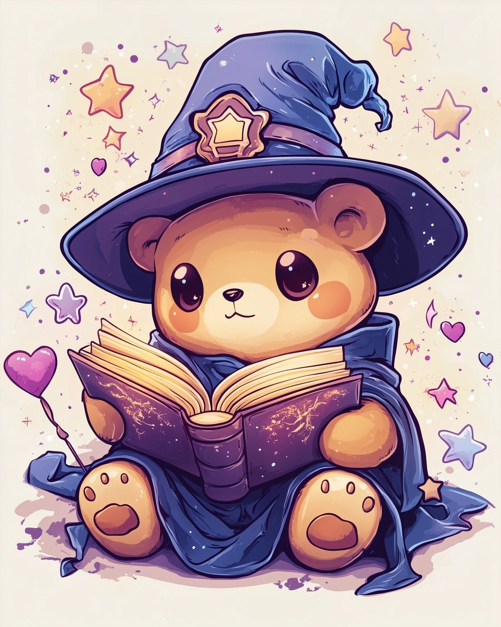 Wizard Bear Reading Book - Halloween - BestPaintByNumbers - Paint by Numbers Custom Kit