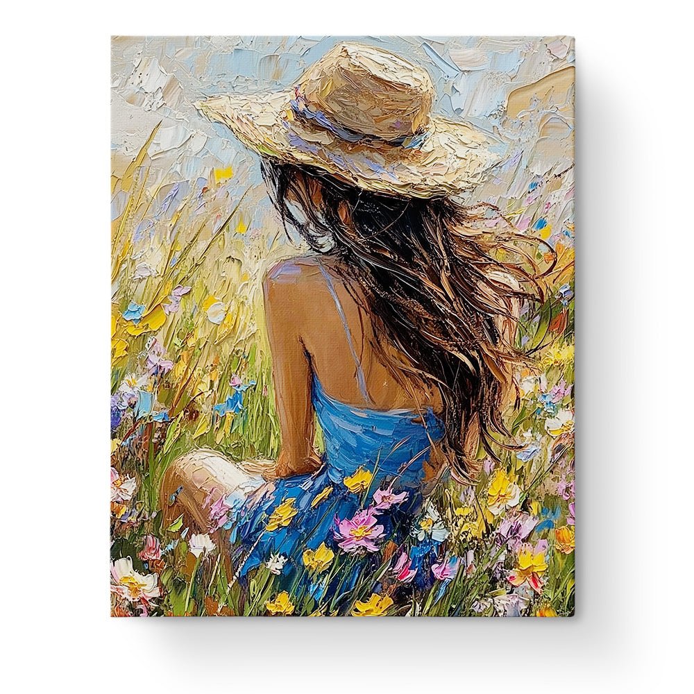 Woman in Summer Meadow - Impressionist - BestPaintByNumbers - Paint by Numbers Custom Kit