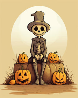 Halloween Skeleton - Paint by Numbers - BestPaintByNumbers - Paint by Numbers Custom Kit